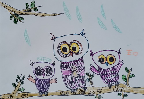 猫头鹰创意画