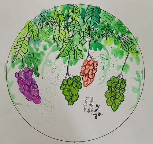 串串葡萄香手绘画获奖