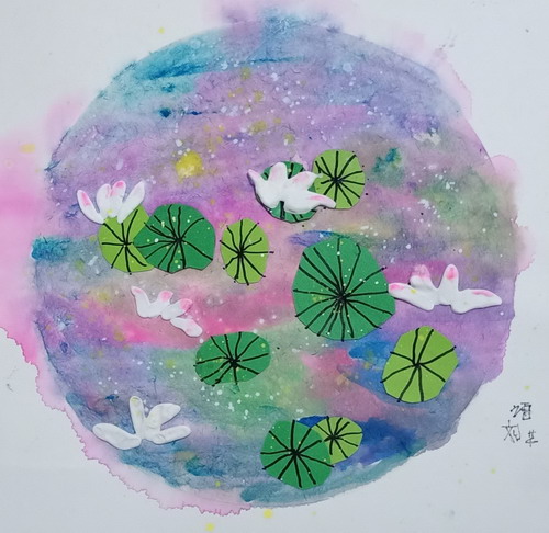 莫奈的花园儿童画图片