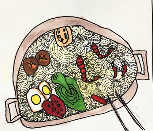 海鲜蔬菜面手绘画图片