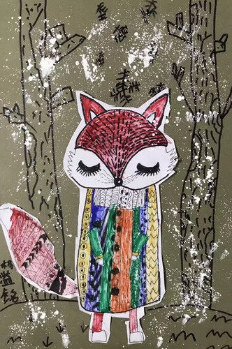 雪地里的小狐狸儿童绘画获奖