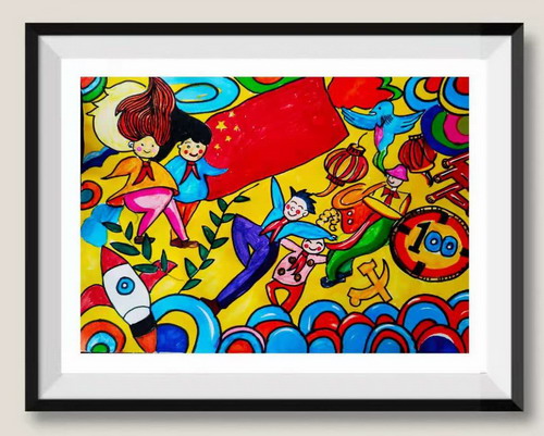 国旗下的童年画画作品