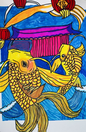 锦鲤手绘画图片