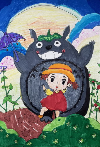 龙猫手绘画一等奖