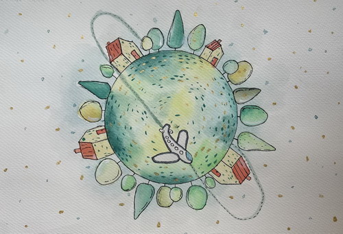 环游地球画画简单