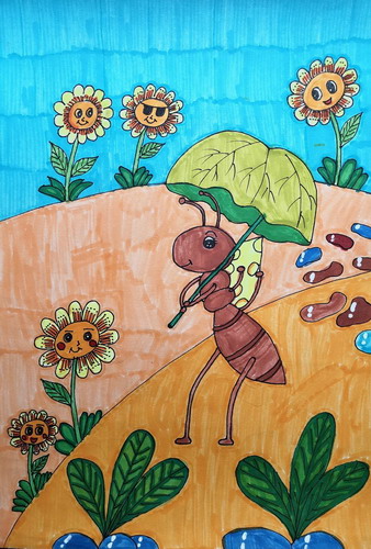 勤劳的小蚂蚁画简单又漂亮