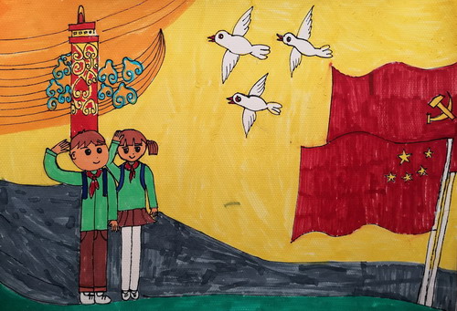 国旗我们爱您画画简单