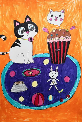 快乐的狗狗手绘图片