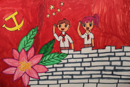 党啊，亲爱的妈妈绘画