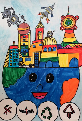 爱护地球手绘画图片