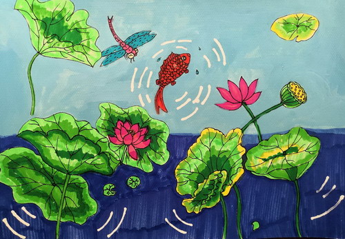 跳舞的小鱼儿童绘画一等奖