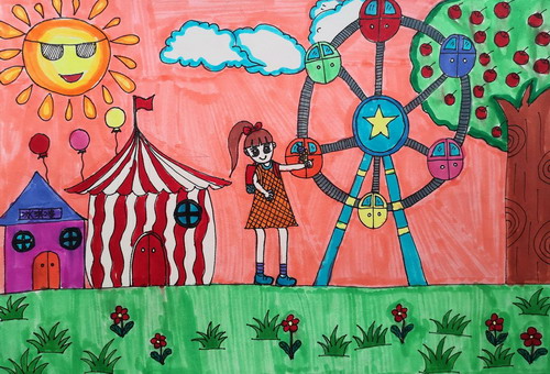 游乐园画画好看