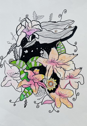 百花齐放手绘图片