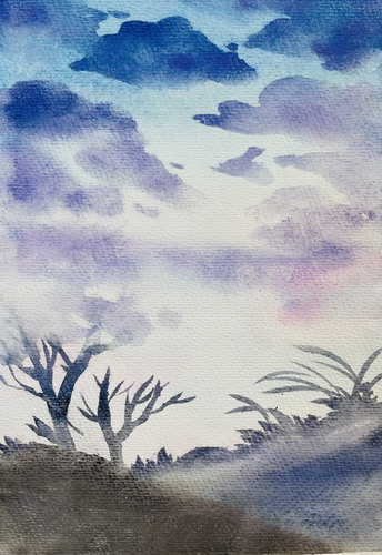 黎明前的黑夜手绘画简单好看