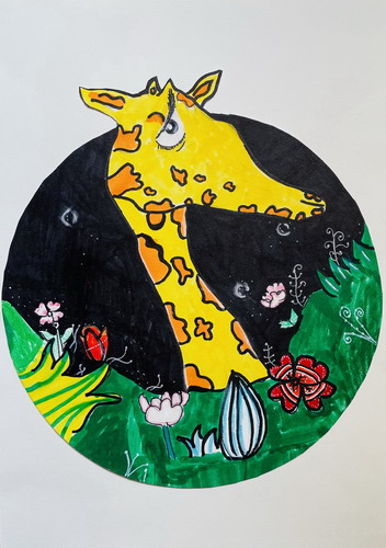 丛林中的鹿手绘画