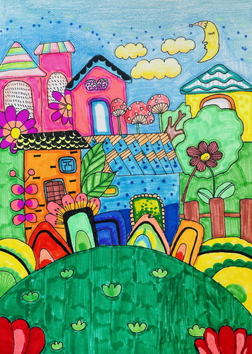 森林小镇创意画一等奖