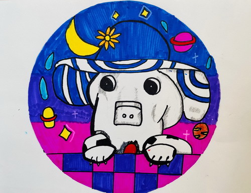 宇宙里的小狗手绘画获奖