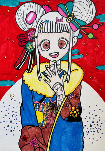 摩登女孩绘画作品