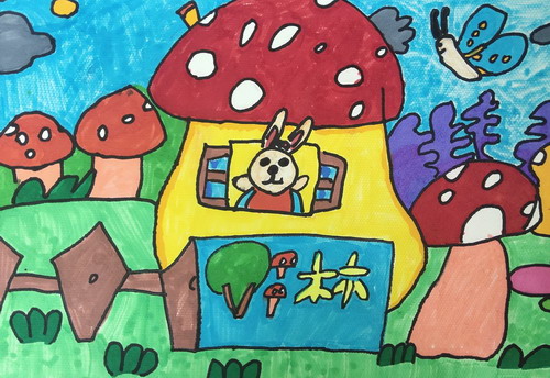 蘑菇小屋儿童绘画