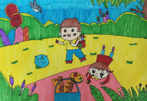 野餐儿童画创意