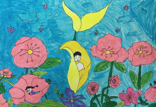 拇指姑娘手绘画