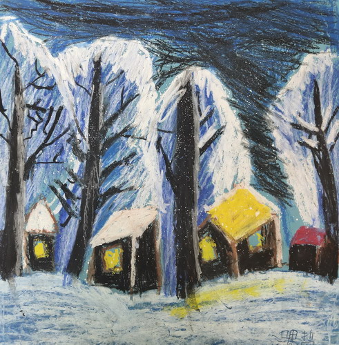 森林的夜晚儿童画创意