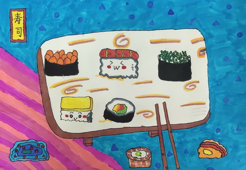 寿司儿童画图片