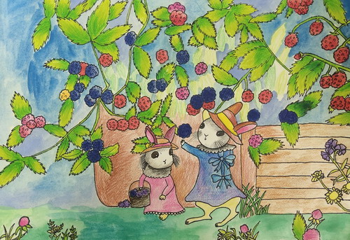 好朋友和树莓儿童画一等奖