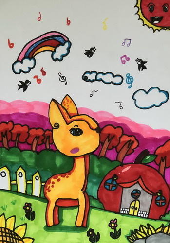 梦幻麋鹿手绘画简单好看