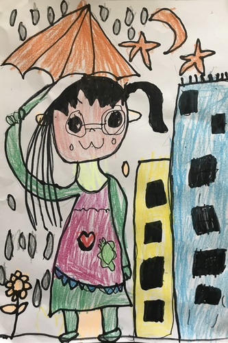 在雨中绘画作品