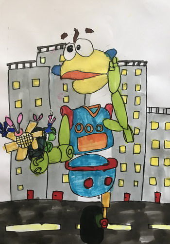 快递机器人画画简单