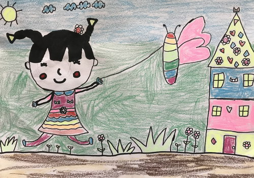 放风筝手绘画图片