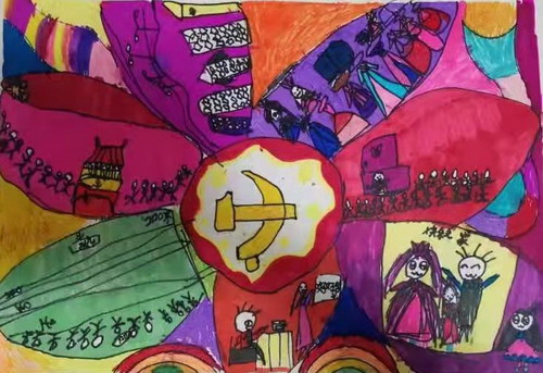 礼赞百年画简单好看