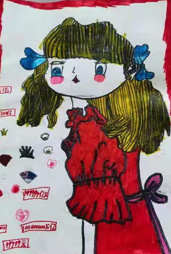 小女孩儿童画获奖