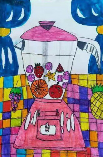 七彩果汁手绘画简单好看