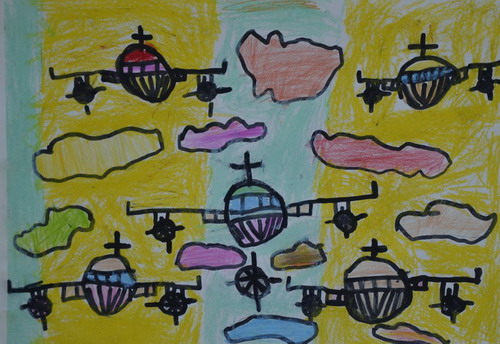 飞机群手绘画获奖