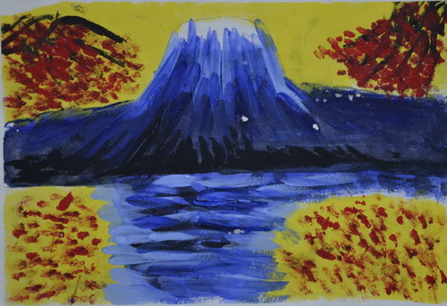 富士山儿童绘画