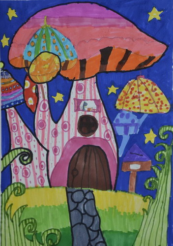 蘑菇小屋手绘画