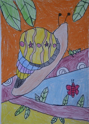 小蜗牛绘画图片