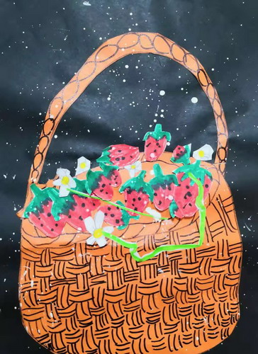 一筐草莓儿童绘画简单