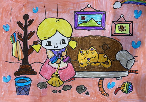 我爱做家务儿童画获奖