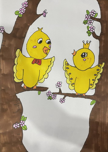 快乐小鸟创意画简单好看