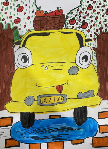 可爱的小汽车绘画