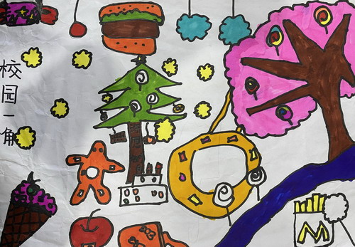 校园一角画画好看