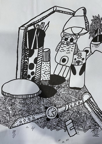 线描一景儿童绘画