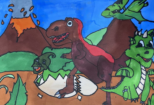 原始森林手绘图片