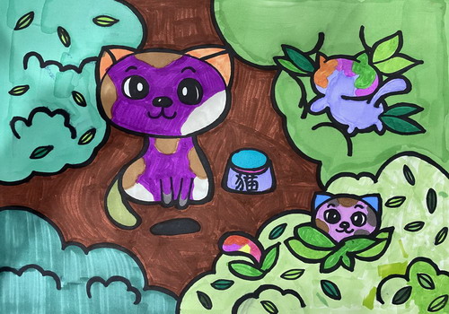 小猫咪的快乐儿童画一等奖