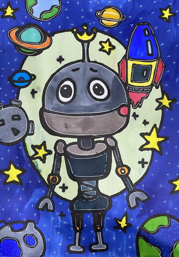 神秘外星人创意画一等奖