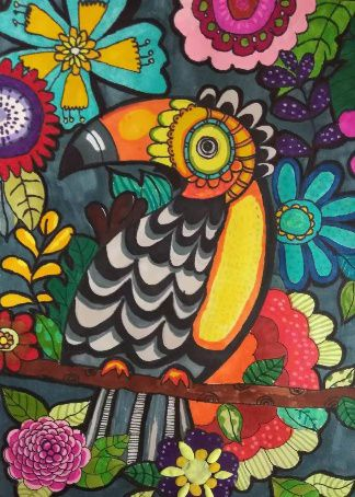 啄木鸟手绘图片