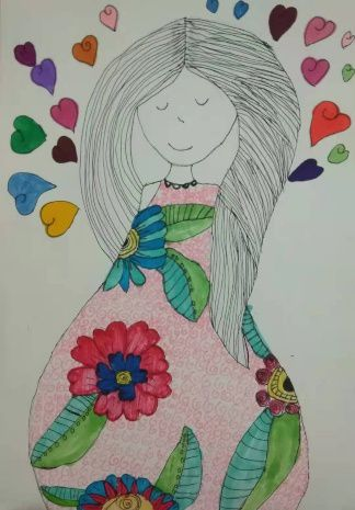 花一样的女孩手绘图片